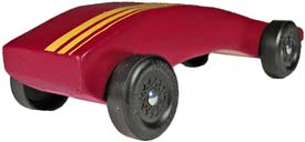Rear view of python pinewood derby car