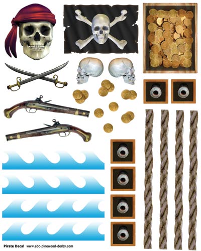 Pirate Pinewood Derby Car Decals
